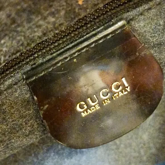 Gucci LARGE SIZE Patent Leather BLACK Shoulder Bag 12"x10" Double Straps Bamboo